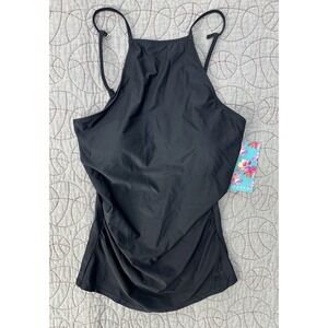 Hapari Women's Removable Cups High-Neck Strappy Tankini AC2 Black Medium NWT
